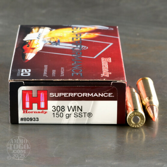 20rds – 308 Win Hornady Superformance 150gr. SST Ammo