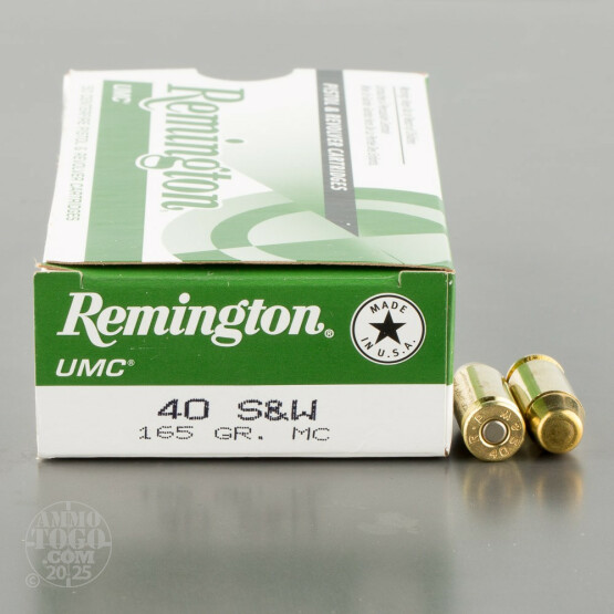 50rds - 40 S&W Remington UMC 165gr. FMJ Ammo