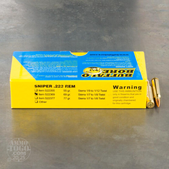 20rds - 223 Rem. Buffalo Bore Sniper 69gr. Sierra Matchking BTHP Ammo