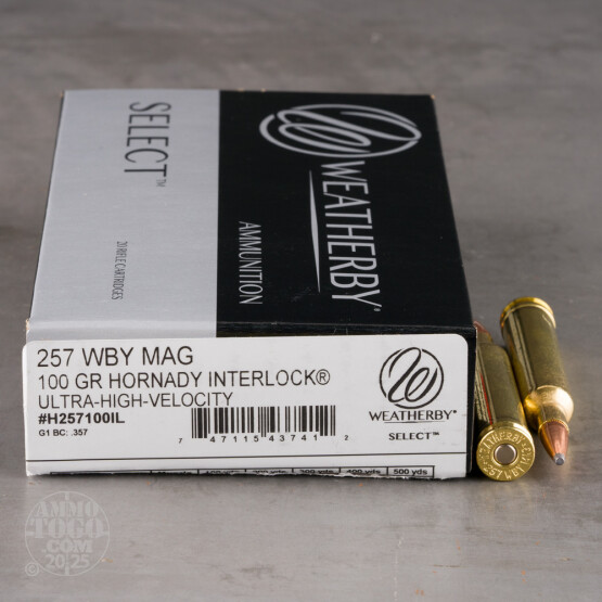 20rds – 257 Weatherby Magnum Weatherby 100gr. InterLock Ammo