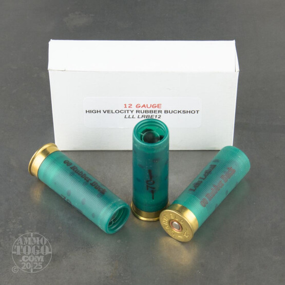 5rds - 12 Gauge Lightfield 2 3/4" HV Rubber Buckshot Less Lethal Ammo
