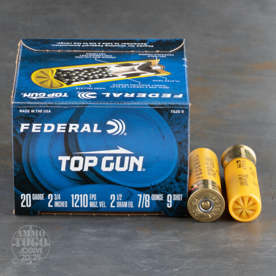 250rds - 20 Gauge Federal Top Gun Target Load 2 3/4" 7/8oz. #9 Shot