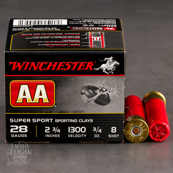 250rds – 28 Gauge Winchester AA 2-3/4" 3/4oz. #8 Shot Ammo