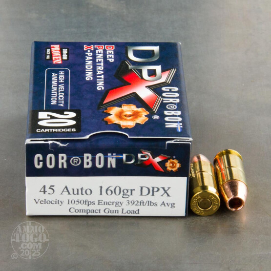 20rds - 45 ACP Corbon DPX 160gr. HP Ammo