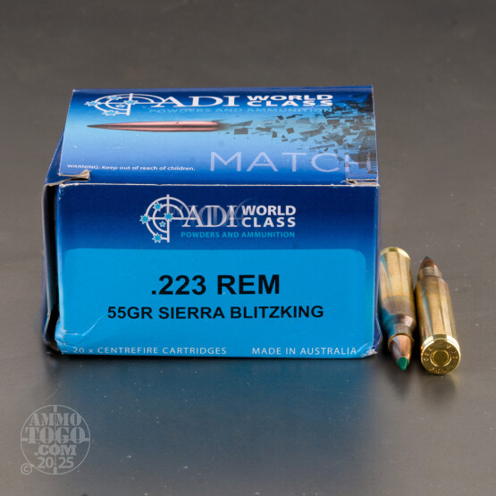 20rds – 223 Rem ADI World Class 55gr. BlitzKing Ammo
