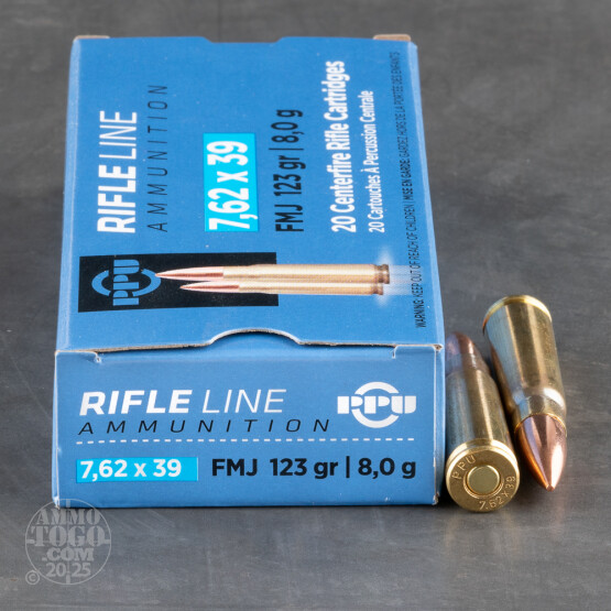 20rds - 7.62x39 Prvi Partizan 123gr. FMJ Ammo
