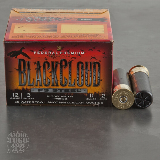 25rds - 12 Ga. Federal Blackcloud Close Range 3" 1 1/4oz. #2 Steel Shot Ammo