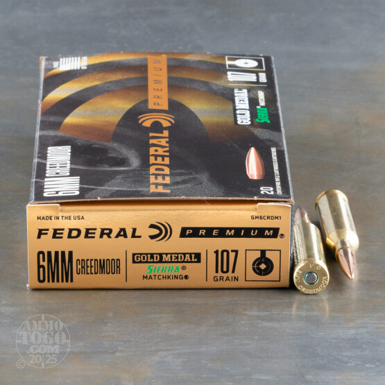 20rds – 6mm Creedmoor Federal Gold Medal 107gr. MatchKing HPBT Ammo