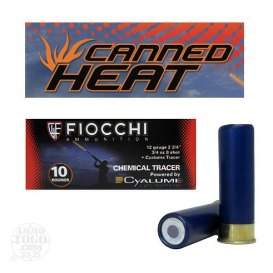 10rds - Fiocchi 12 Gauge 2 3/4" 3/4oz. #8 Shot Cyalume Tracer Ammo