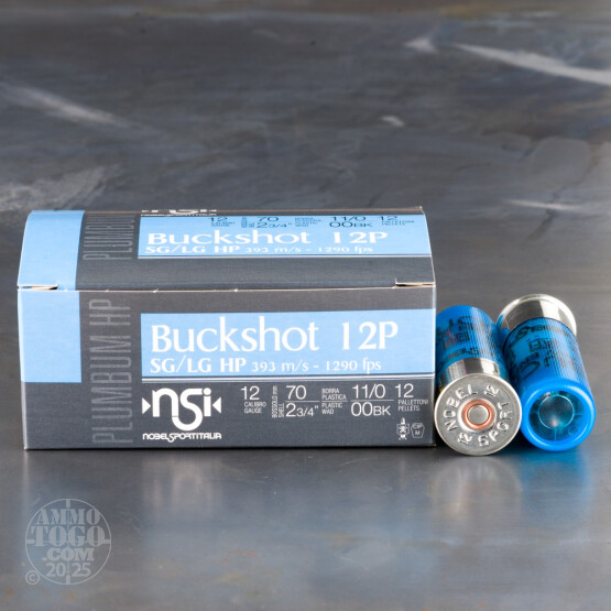 10rds - 12 Gauge NobelSport LE 2 3/4 12 Pellet 00 Buckshot Ammo
