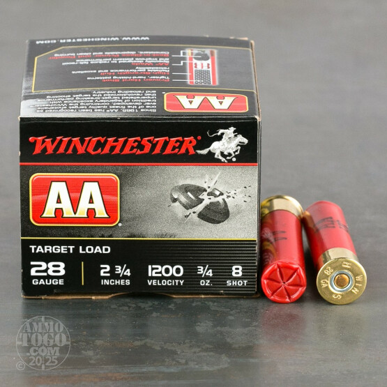 250rds – 28 Gauge Winchester AA 2-3/4" 3/4oz. #8 Shot Ammo