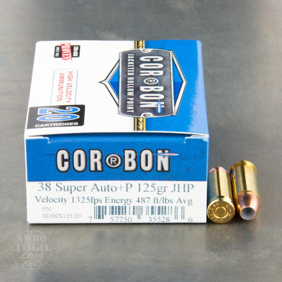 20rds - 38 Super Auto Corbon 125gr. +P HP Ammo
