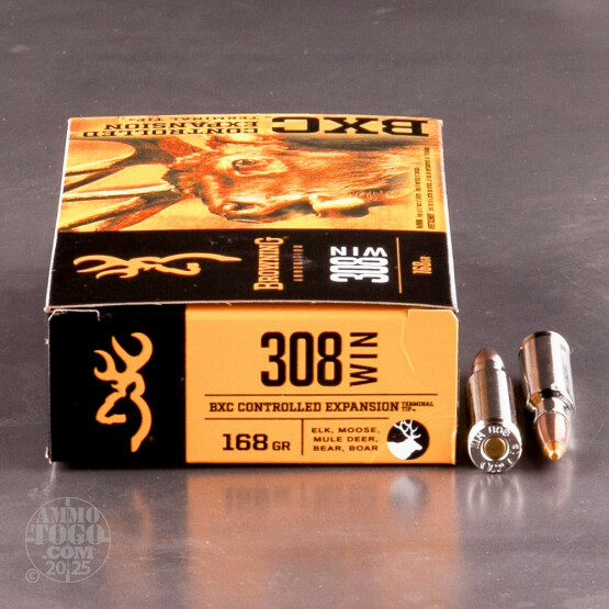 308 - 168 Grain Brass Tip Boat tail - Browning BXC Upland Game - 20 Rounds