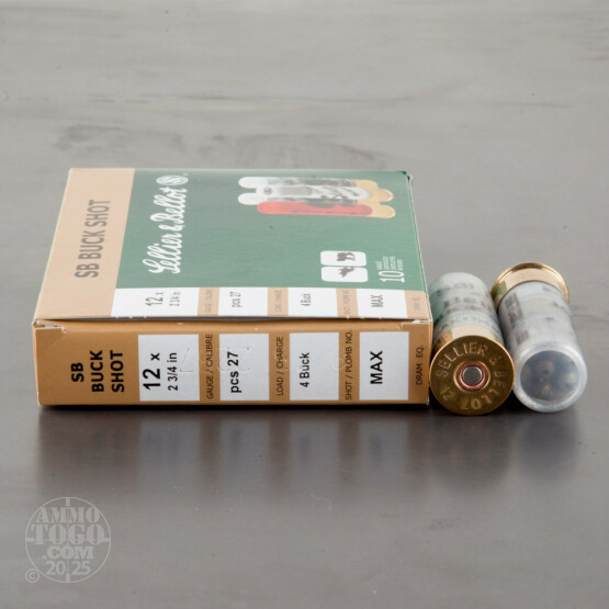 10rds - 12 Gauge Sellier & Bellot 2 3/4" 1 1/8oz. Max Dram 27 Pellet #4 Buckshot Ammo