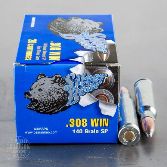 500rds - .308 Silver Bear 140gr. Soft Point Ammo