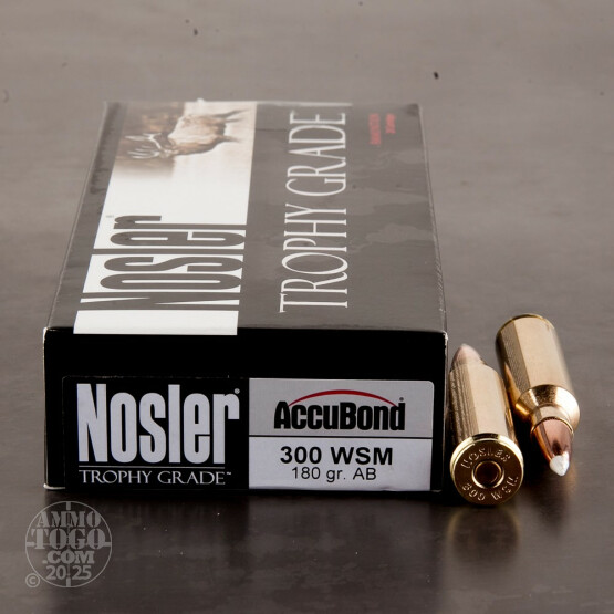 20rds - 300 WSM NoslerCustom Trophy Grade 180gr. Accubond Polymer Tip Ammo
