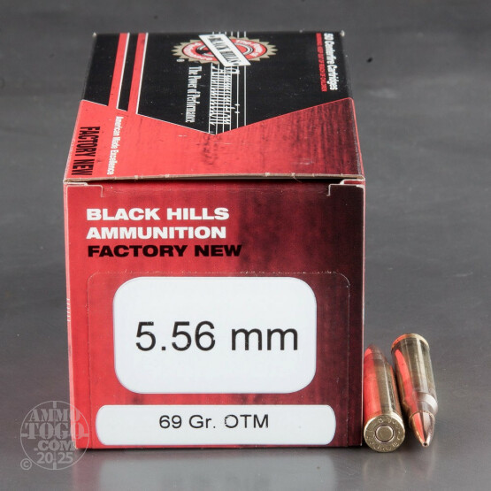 50rds - 5.56 Nato Black Hills 69gr. Open Tip Match Ammo