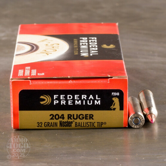 20rds - 204 Ruger Federal V-Shok 32gr Nosler Ballistic Tip Ammo