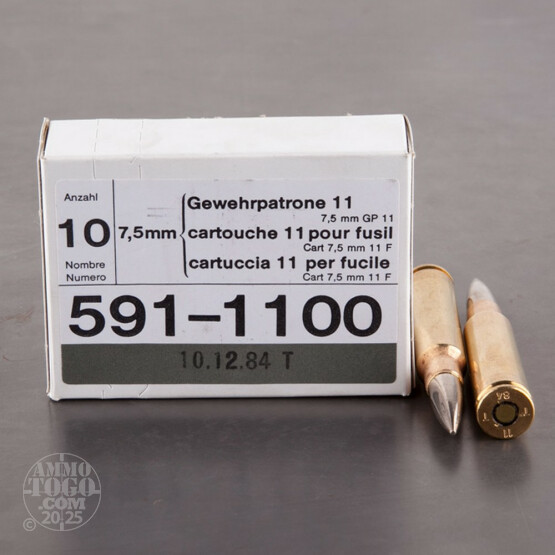 480rds – 7.5x55 Swiss (Schmidt-Rubin) RUAG Munitions 174gr. FMJ-BT (Swiss Surplus) Ammo