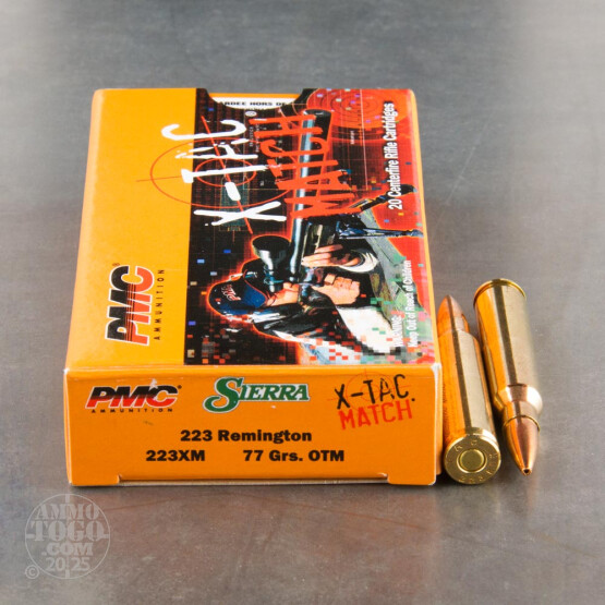 20rds – 223 PMC X-TAC Match 77gr. Sierra MatchKing OTM Ammo 