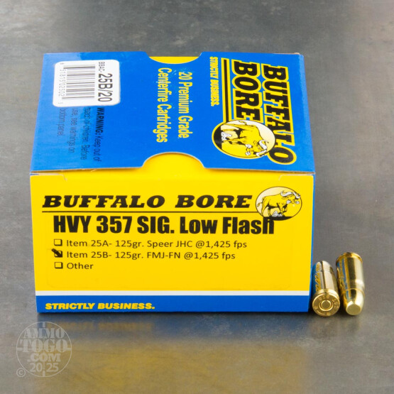 20rds - 357 Sig Buffalo Bore 125gr. FMJ-FN Ammo