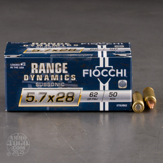 50rds – 5.7x28mm Fiocchi Subsonic 62gr. FMJ Ammo