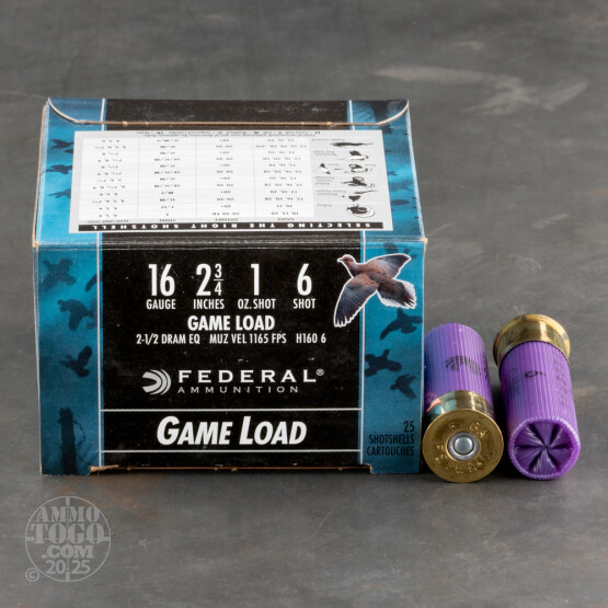 250rds - 16 Gauge Federal Game-Shok 2 3/4" 1oz. #6 Shot Ammo