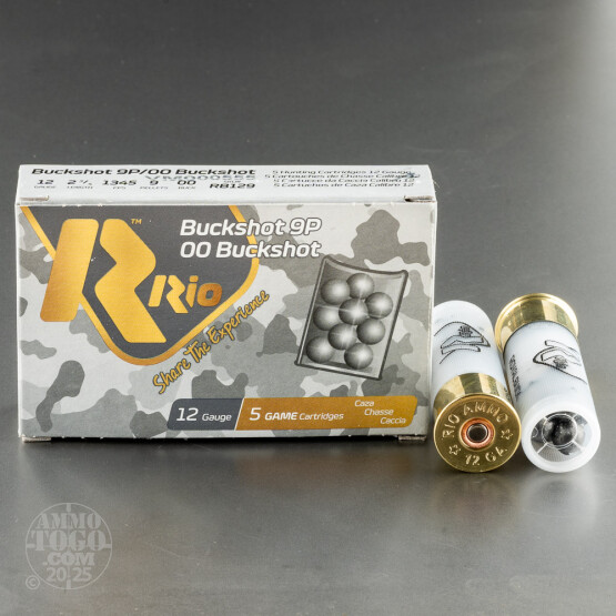 250rds - 12 Gauge Rio Royal 2 3/4" 9 Pellet Full Power 00 Buckshot Ammo