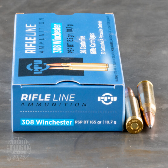 20rds - .308 Prvi Partizan 165gr. Pointed Soft Point Ammo