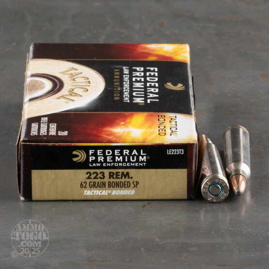 20rds – 223 Rem Federal LE Tactical Bonded 62gr. SP Ammo