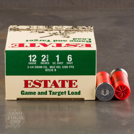 250rds - 12 Gauge Estate 2 3/4" 3 1/4 Dram 1oz. #6 Shot Ammo