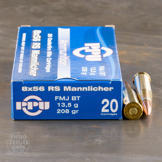 20rds - 8x56R Mannlicher Prvi Partizan 208gr. FMJ BT Ammo
