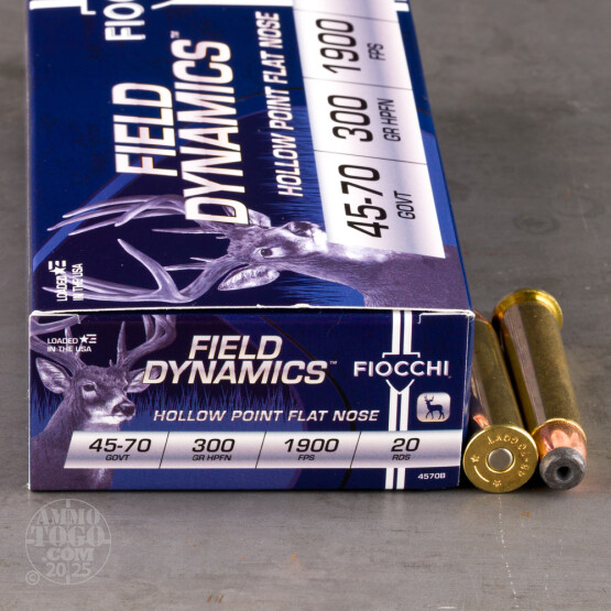 20rds – 45-70 Govt. Fiocchi 300gr. JHC Ammo