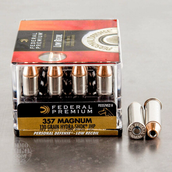 20rds - 357 Mag Federal Hydra-Shok PD 130gr. HP Ammo