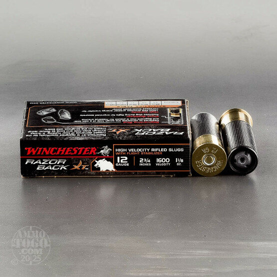 5rds – 12 Gauge Winchester Razorback XT 2-3/4" 1-1/8oz. HP Slug Ammo