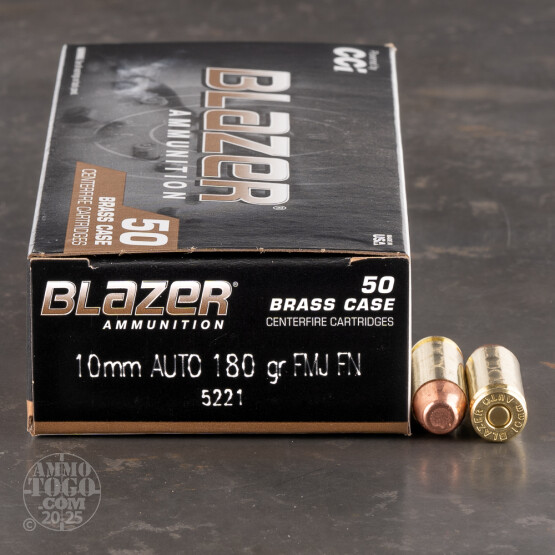 50rds – 10mm Blazer Brass 180gr. FMJ Ammo