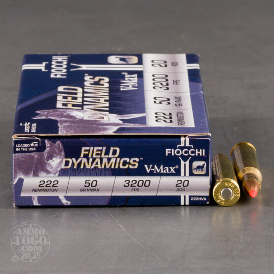 20rds - 222 Rem Fiocchi 50gr V-Max Polymer Tip Ammo