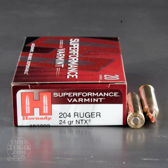 20rds - 204 Ruger Hornady Varmint Express 24gr. NTX Polymer Tip Ammo