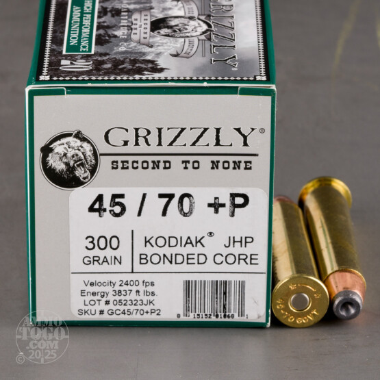 20rds – 45-70 Govt. +P Grizzly 300gr. JHP Ammo