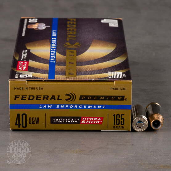 50rds – 40 S&W Federal Personal Defense Hydra-Shok 165gr. JHP Ammo