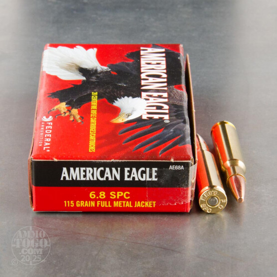20rds – 6.8mm SPC Federal American Eagle 115gr. FMJ Ammo 