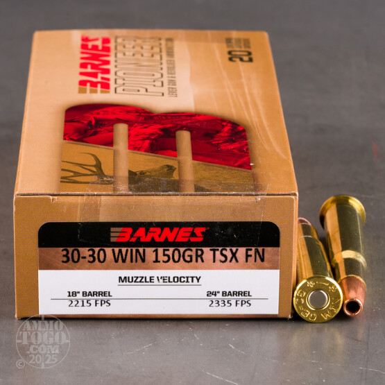20rds - 30-30 Barnes VOR-TX 150gr. TSX Flat Nose HP Ammo