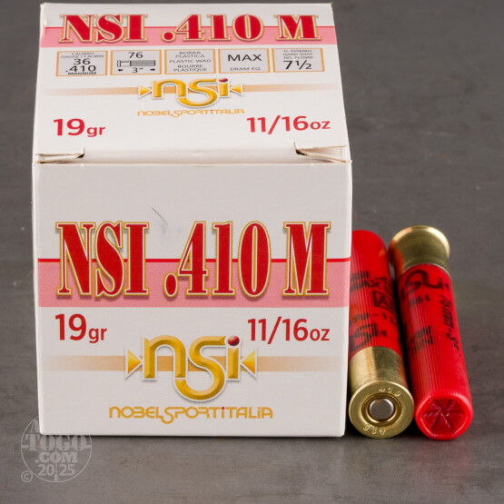250rds - .410 Gauge NSI Hunting 3" Max Dram 11/16oz. #7 1/2 Shot Ammo