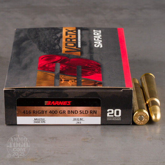 20rds - 416 Rigby Barnes VOR-TX 400gr. Banded Solid FB Ammo