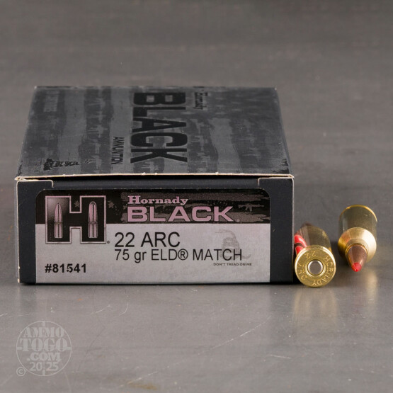 20rds – 22 ARC Hornady BLACK 75gr. ELD Match Ammo