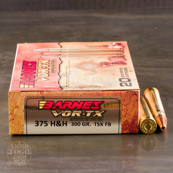 20rds – 375 H&H Mag Barnes VOR-TX Safari 300gr. TSX FN Ammo