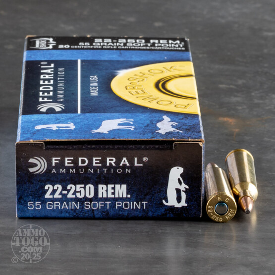 20rds – 22-250 Federal Power-Shok 55gr. SP Ammo