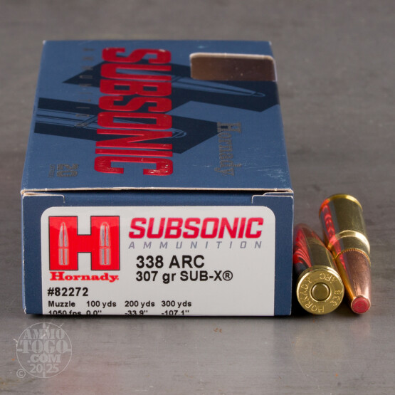 20rds – 338 ARC Hornady Subsonic 307gr. Sub-X Ammo