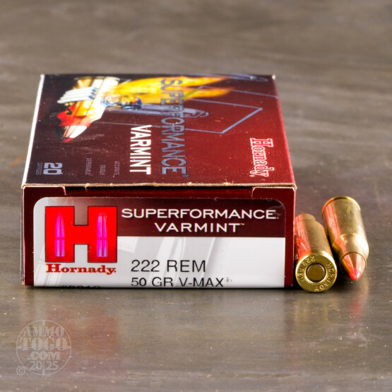 20rds – 222 Rem Hornady Superformance Varmint 50gr. V-MAX Ammo