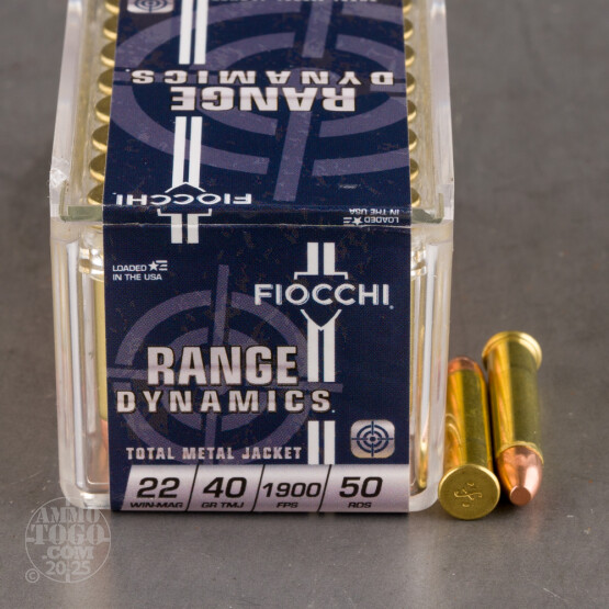 50rds - 22 Mag Fiocchi 40gr. TMJ Ammo
